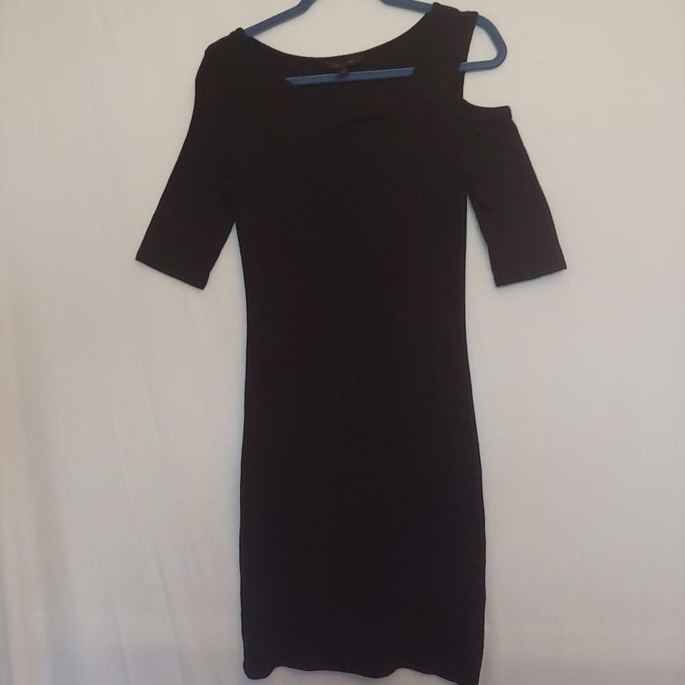 Goldray knee length soft black asymmetric cold shoulder dress M